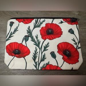 Floral Poppy Print Pouch 8.5x6”